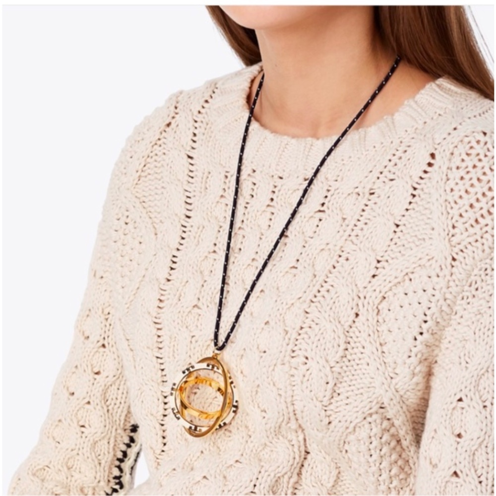 Tory Burch T-Stripe Pendant Necklace